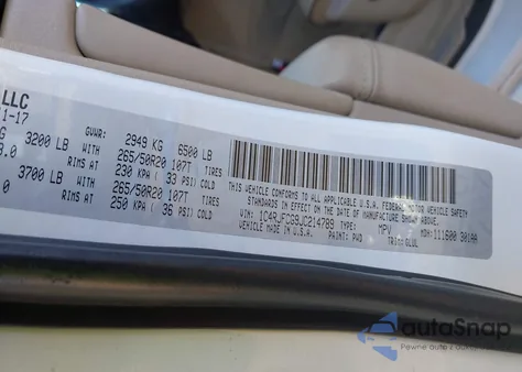 2018 Jeep Grand Cherokee Overland 4X4 from USA, damaged, VIN 1C4RJFCG9JC214789